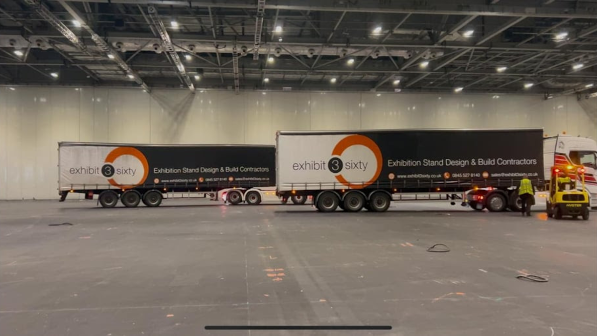 exhibit 3sixty lorries in a venue space post